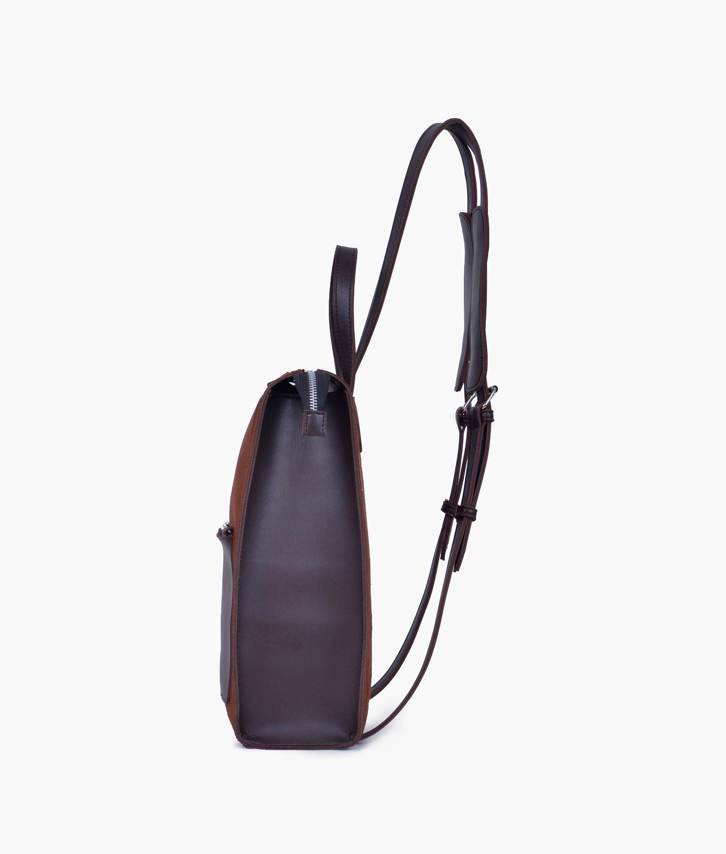Brown valvet & Leather Backpacks For women-Chic Zipper Closure Backpack 557-2 GALAXY BAGS