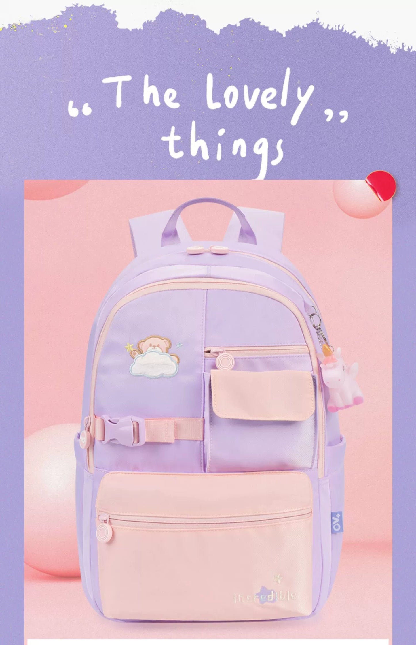 Kids' School & Sports Backpack - Cute Unicorn Design, Durable & Lightweight HD0030 ( Best For Playgroup to 3rd Class)