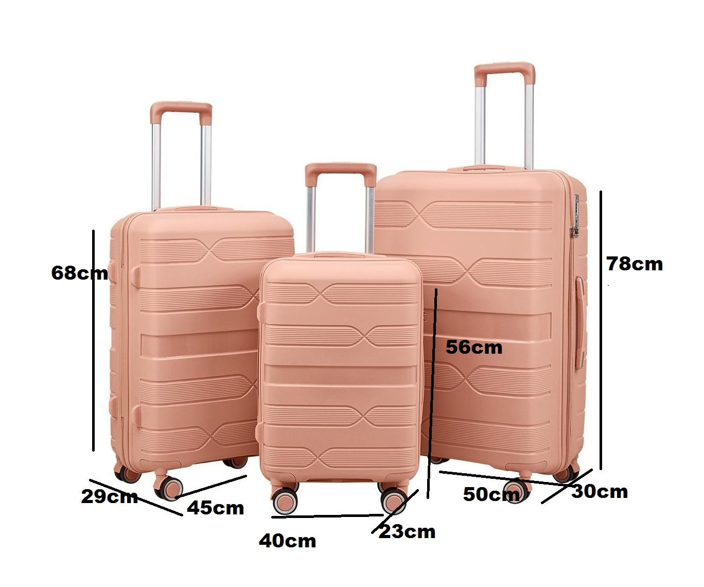 Dark Blue Carry-On Hard Luggage Suitcase 3Pcs Sets on 4Wheels Oxford Luggage 3007 GALAXY BAGS