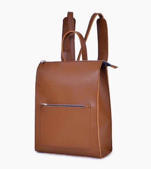 Musterd Leather Backpacks For women-Chic Zipper Closure Backpack 557-2 GALAXY BAGS