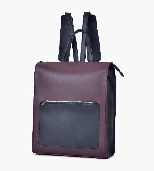 Dark Brown Leather Backpacks For women-Chic Zipper Closure Backpack 557-2 GALAXY BAGS