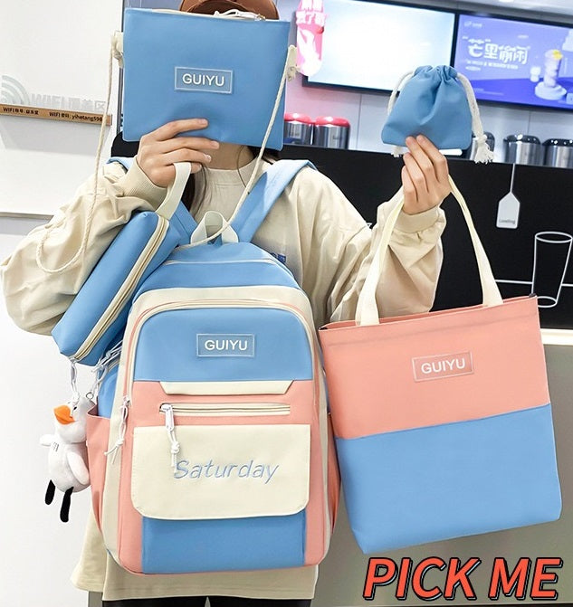 5Pcs Set Backpack for Girls 4146 GALAXY BAGS