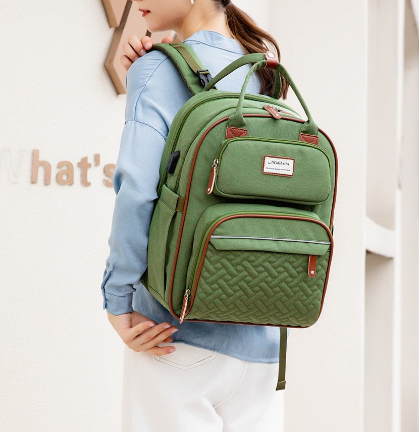 Black Baby Nappy Diaper Backpack, Foldable Stroller Bag USB Changing Bags Mosquito Net 4122 GALAXY BAGS