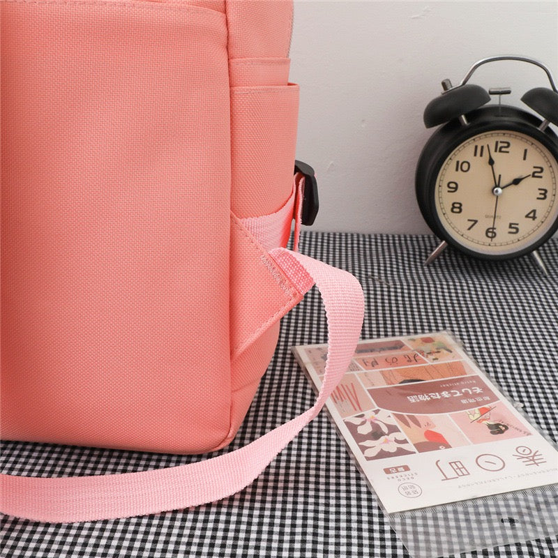 Canvas multiple pocket student college 5pcs Set side bags girls backpack 1225 GALAXY BAGS