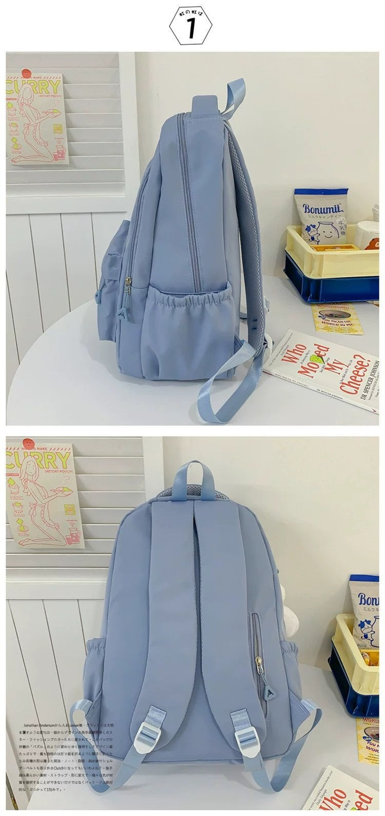 Purple Student Schoolbag Junior High School Boys and Girls Backpack 1688-11