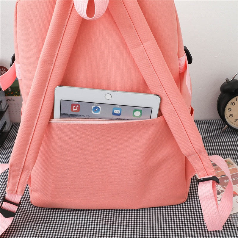 Canvas multiple pocket student college 5pcs Set side bags girls backpack 1225 GALAXY BAGS