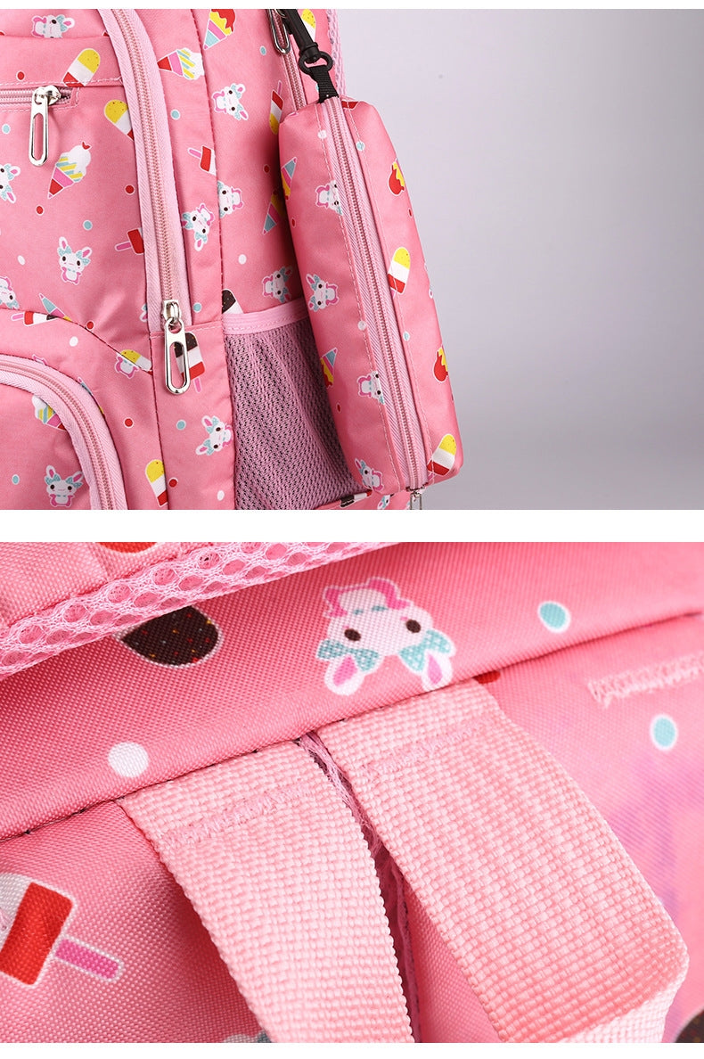 3pcs Ice Cream Pattern Fashionable Backpack With Shoulder Bag And Coin Purse