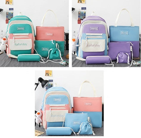 5Pcs Set Backpack for Girls 4146 GALAXY BAGS