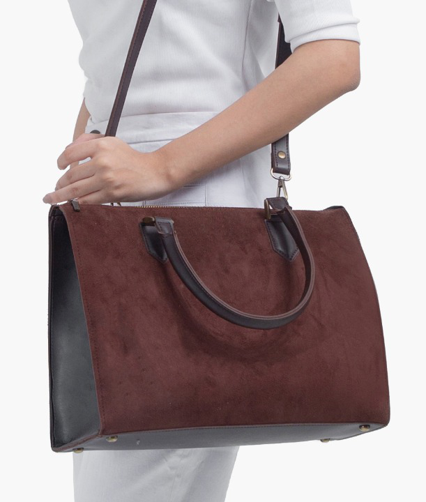 Brown Velvet Handbag For Women with girl