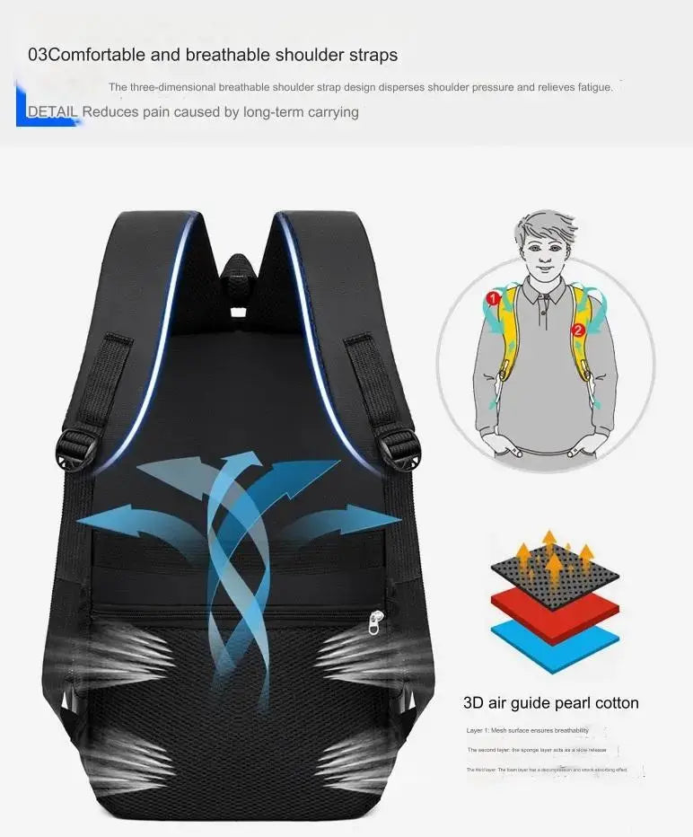 GB School Bag 1215 Business Office Work Men's Backpack Multifunctional Laptop Waterproof Oxford Cloth School Bag GALAXY BAGS