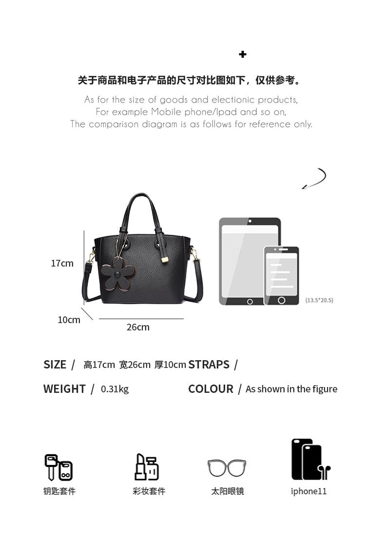 Brown Leather Handbag with Flower Charm – Stylish Women’s Shoulder & Crossbody Bag 8429 Ask ChatGPT