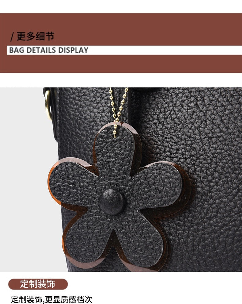 Brown Leather Handbag with Flower Charm – Stylish Women’s Shoulder & Crossbody Bag 8429 Ask ChatGPT