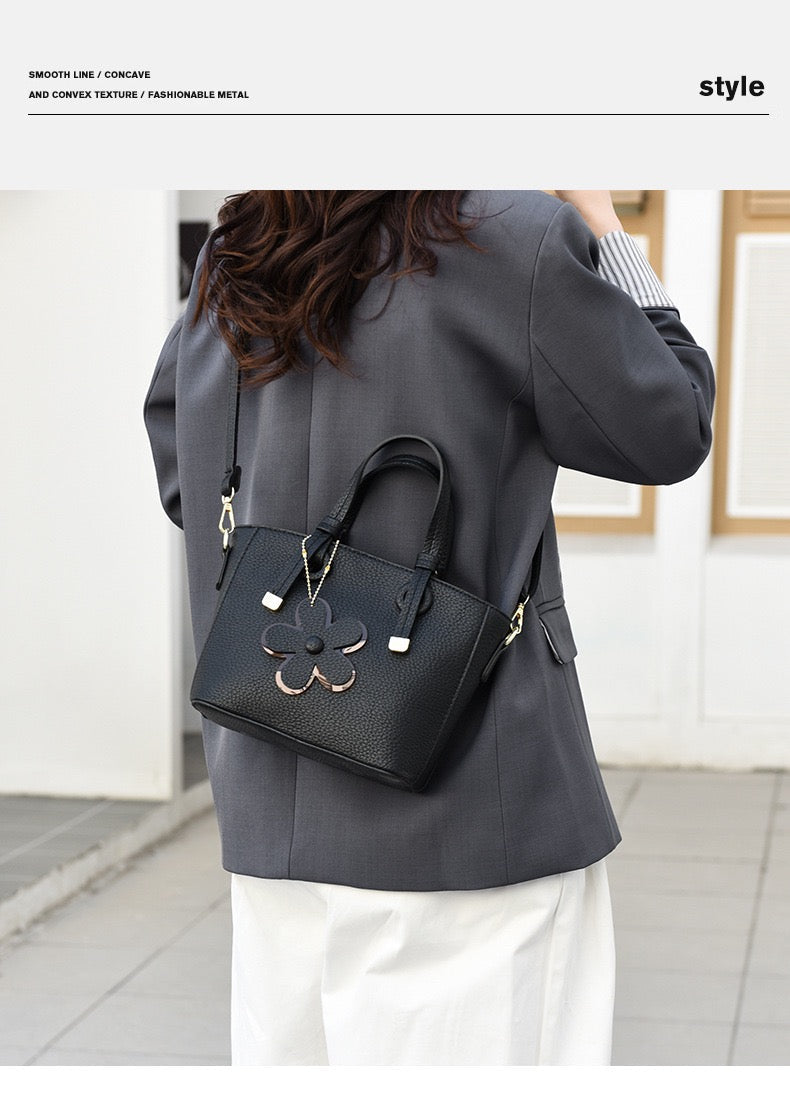 Brown Leather Handbag with Flower Charm – Stylish Women’s Shoulder & Crossbody Bag 8429 Ask ChatGPT