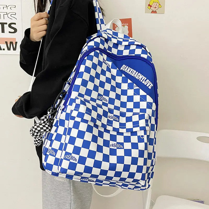 Men Colorblock Plaid Nylon Backpack 1228 GALAXY BAGS