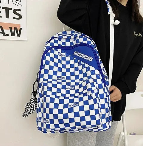Men Colorblock Plaid Nylon Backpack 1228 GALAXY BAGS