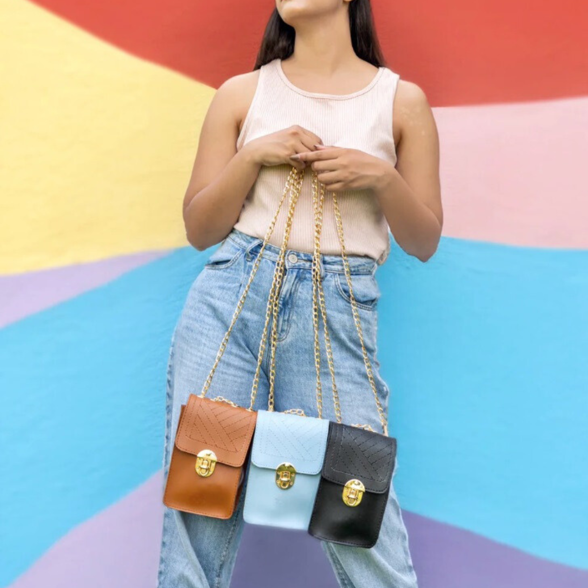 Rosebuds Crossbody Bag with Chain 600 GALAXY BAGS