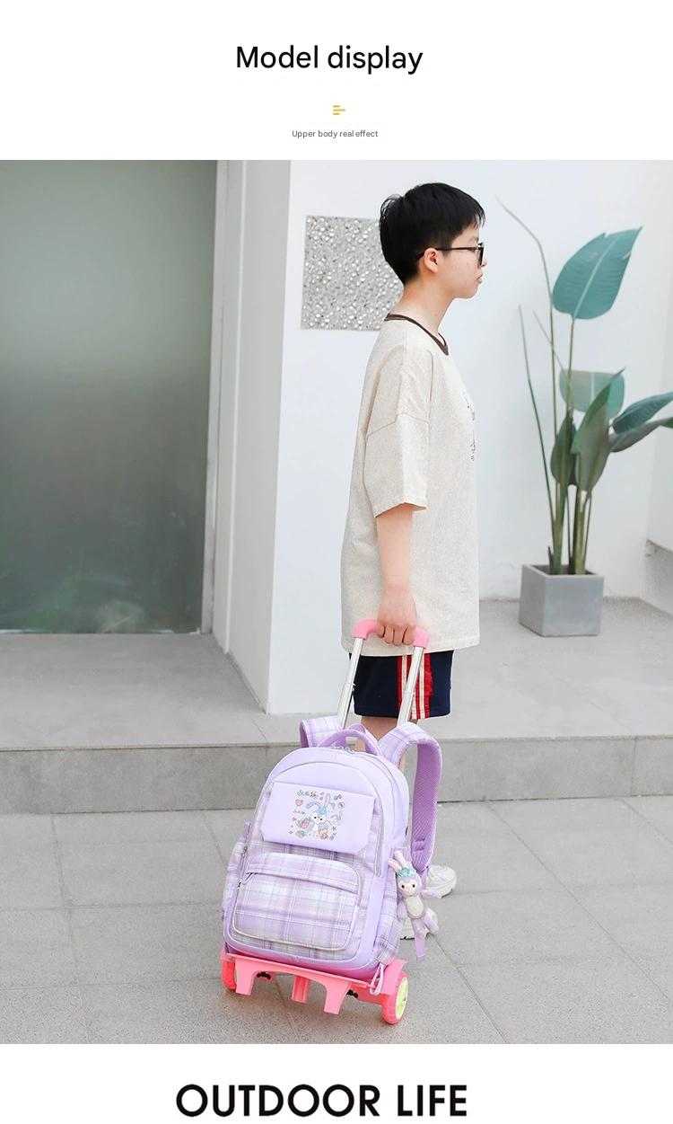 New large-capacity girls' trolley schoolbag reduces the burden of spine protection backpack AAB1647