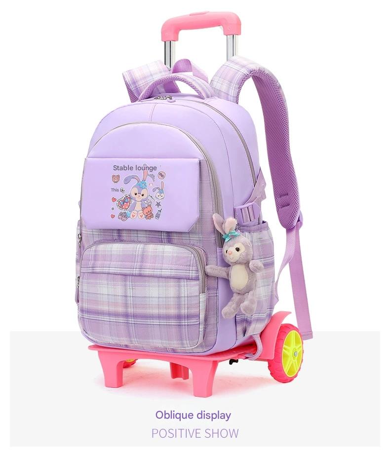 New large-capacity girls' trolley schoolbag reduces the burden of spine protection backpack AAB1647