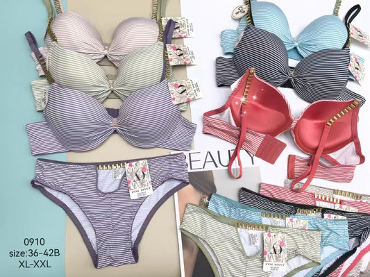 Daily Wear Lining Design Bra and Panty Set 0910