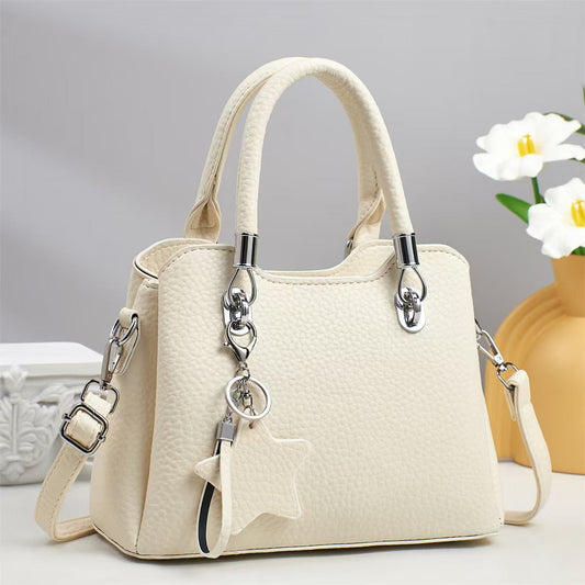 Versatile  Leather Shoulder Bag with Keychain Decor 9903-3