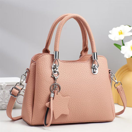 Versatile  Leather Shoulder Bag with Keychain Decor 9903-3
