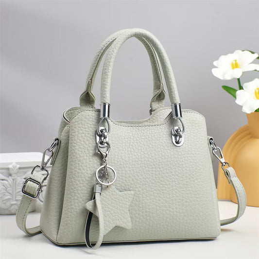 Versatile  Leather Shoulder Bag with Keychain Decor 9903-3