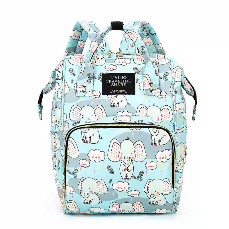Harry Baby Diaper Bag – Cute Elephant Print | Multi-Compartment Baby Backpack HD003