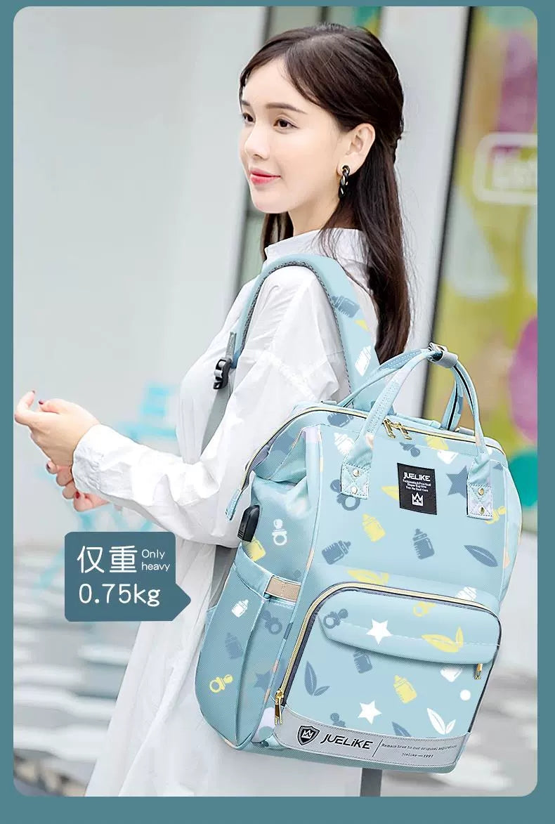 Harry Baby Diaper Bag – Cute Elephant Print | Multi-Compartment Baby Backpack HD003