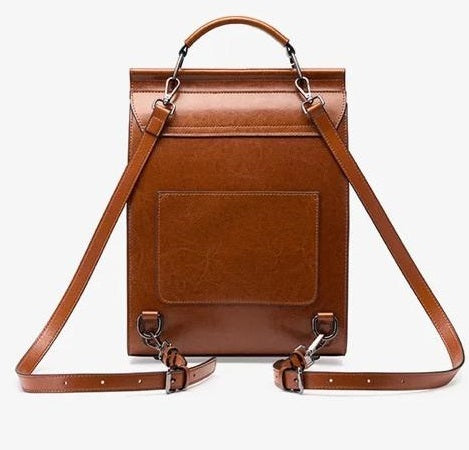 Black Leather Backpacks For women-Chic Zipper Closure Backpack 557-1 GALAXY BAGS