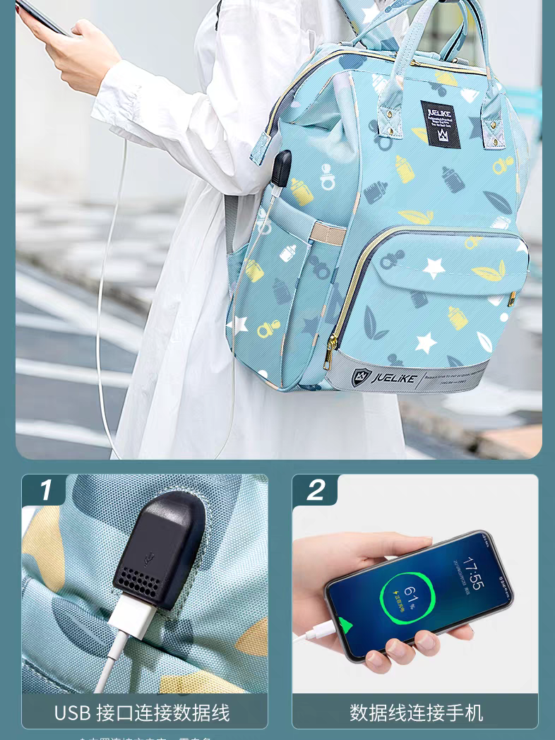 Harry Baby Diaper Bag – Cute Elephant Print | Multi-Compartment Baby Backpack HD003