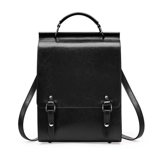 Black Leather Backpacks For women-Chic Zipper Closure Backpack 557-1 GALAXY BAGS