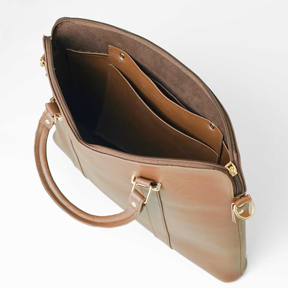 Brown LEATHER LAPTOP BAG  FIT 15.6 INCH.  LAPTOP BAG FOR MEN & WOMEN 610 GALAXY BAGS