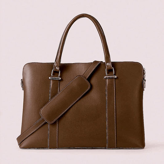 Brown LEATHER LAPTOP BAG  FIT 15.6 INCH.  LAPTOP BAG FOR MEN & WOMEN 610 GALAXY BAGS