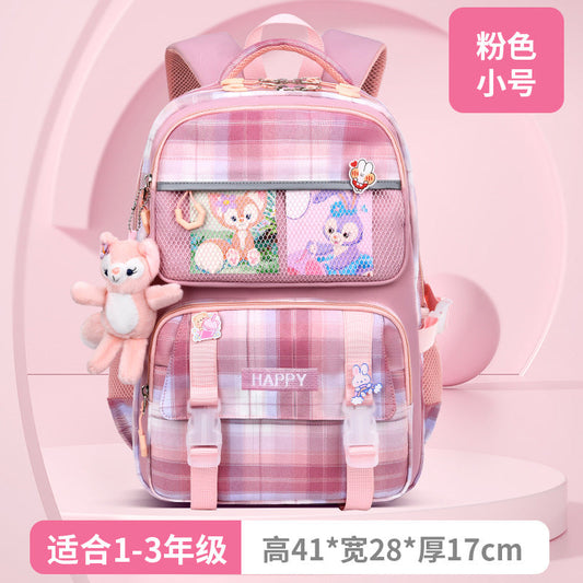 Kids' School Backpack without KeyChain - Cute  Plaid Design for Girls HD0017 ( Best For Playgroup to 3rd Class)