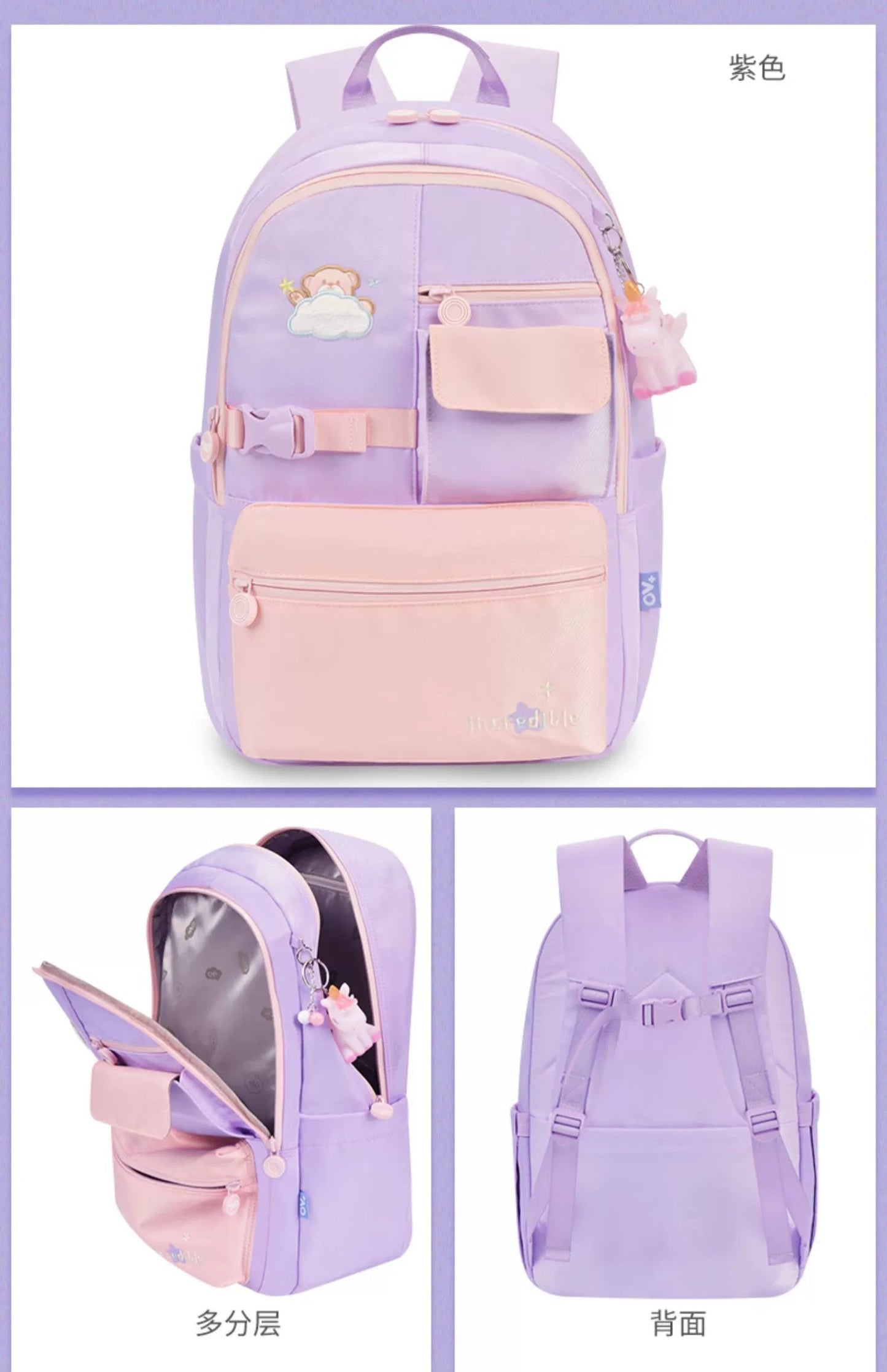 Kids' School & Sports Backpack - Cute Unicorn Design, Durable & Lightweight HD0030 ( Best For Playgroup to 3rd Class)
