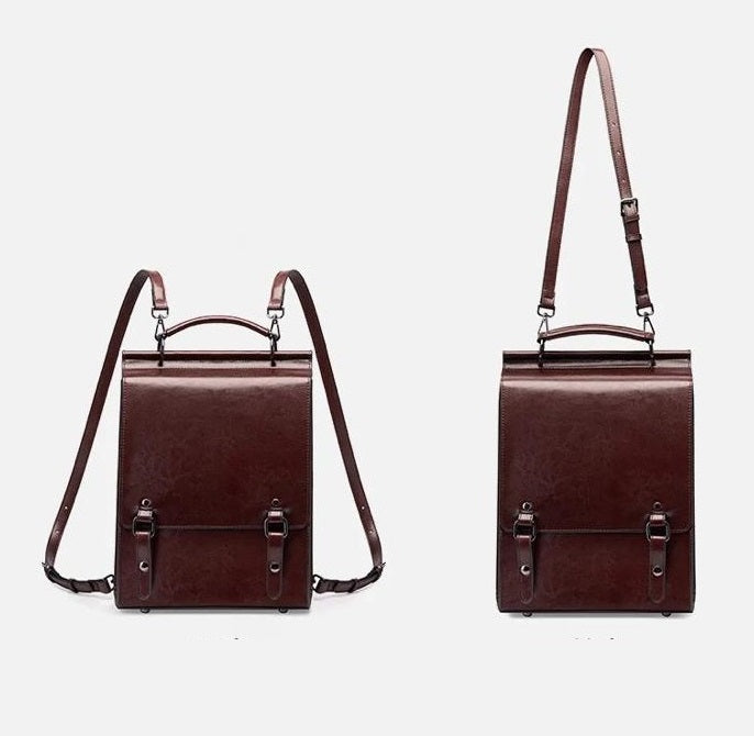 Black Leather Backpacks For women-Chic Zipper Closure Backpack 557-1 GALAXY BAGS