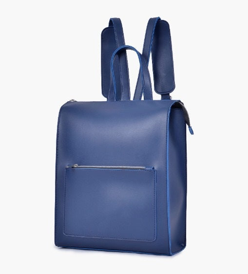 Blue  Leather Backpacks For women-Chic Zipper Closure Backpack 557-2 GALAXY BAGS