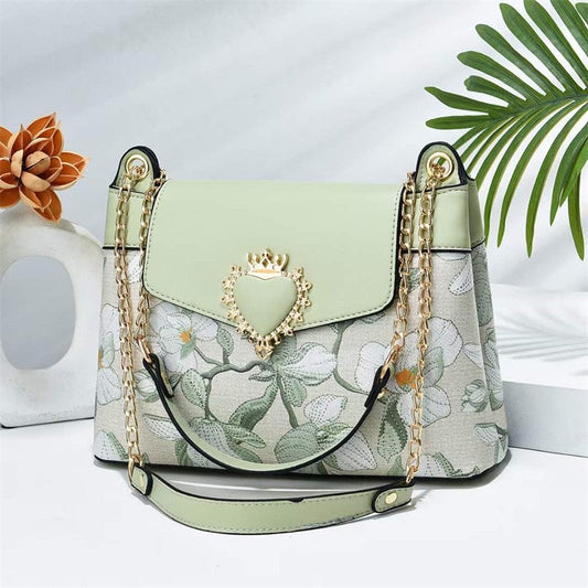 Green Heart Decor Flap Over Mini Crossbody Bag 8816-3 GALAXY BAGS