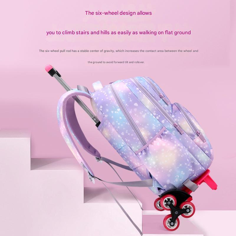 New Trolley School Bag Primary School Students 3-6 Grade Little Princess Fashion Explosive Cross-border AK1243