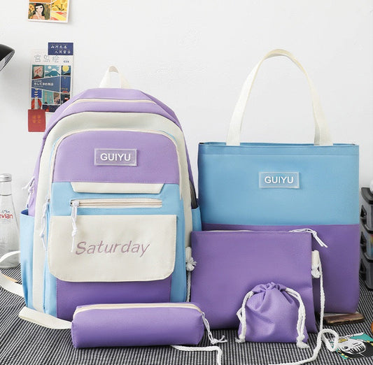 5Pcs Set Backpack for Girls