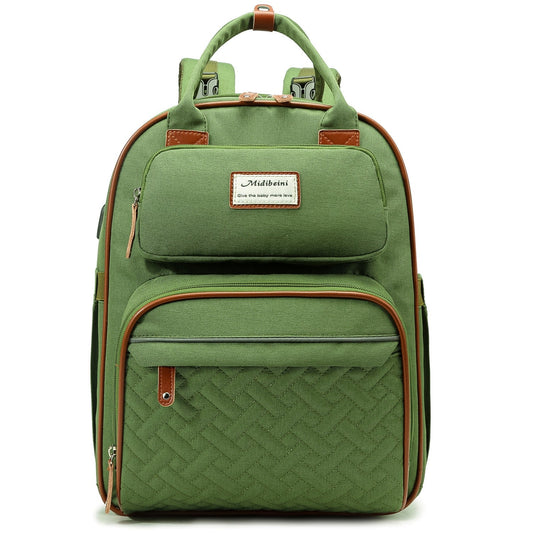 Green Baby Nappy Diaper Backpack, Foldable Stroller Bag  USB Changing Bags Mosquito Net 4122 GALAXY BAGS