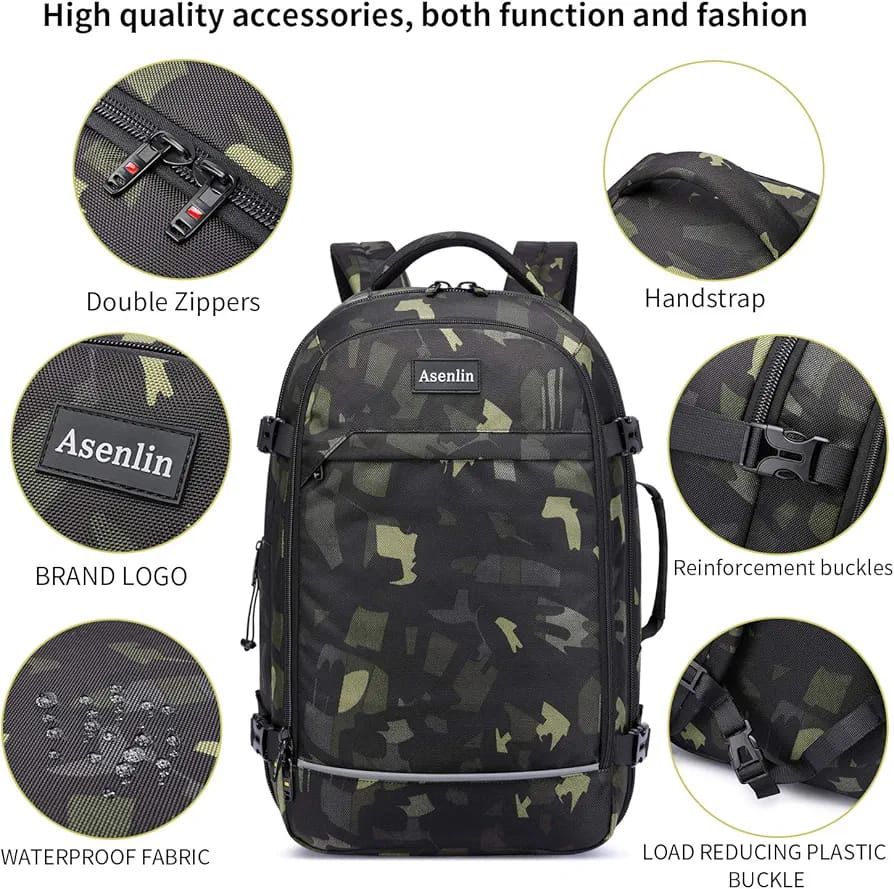 Asenlin 40L Travel Backpack for Women Men 17 Inch Laptop Backpack Flight Approved Luggage Carry On