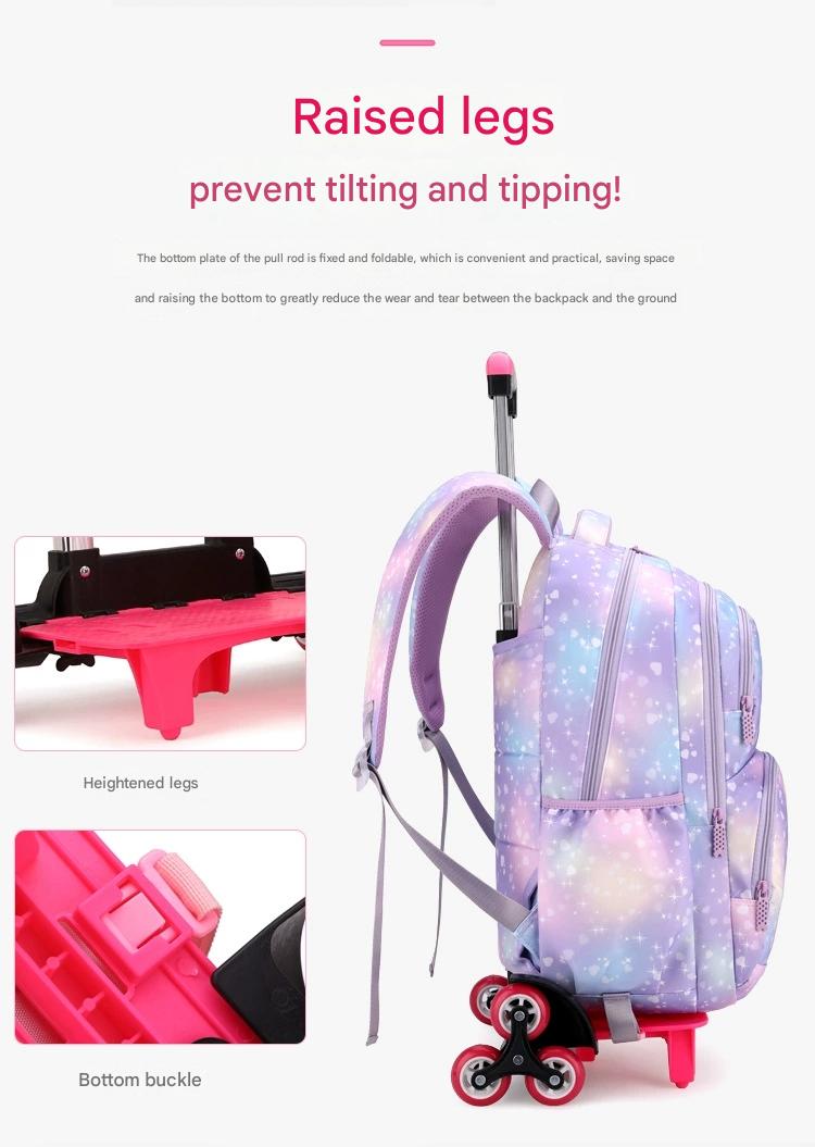 New Trolley School Bag Primary School Students 3-6 Grade Little Princess Fashion Explosive Cross-border AK1243