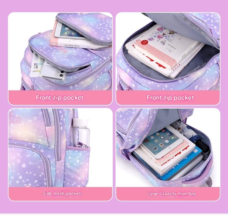 New Trolley School Bag Primary School Students 3-6 Grade Little Princess Fashion Explosive Cross-border AK1243