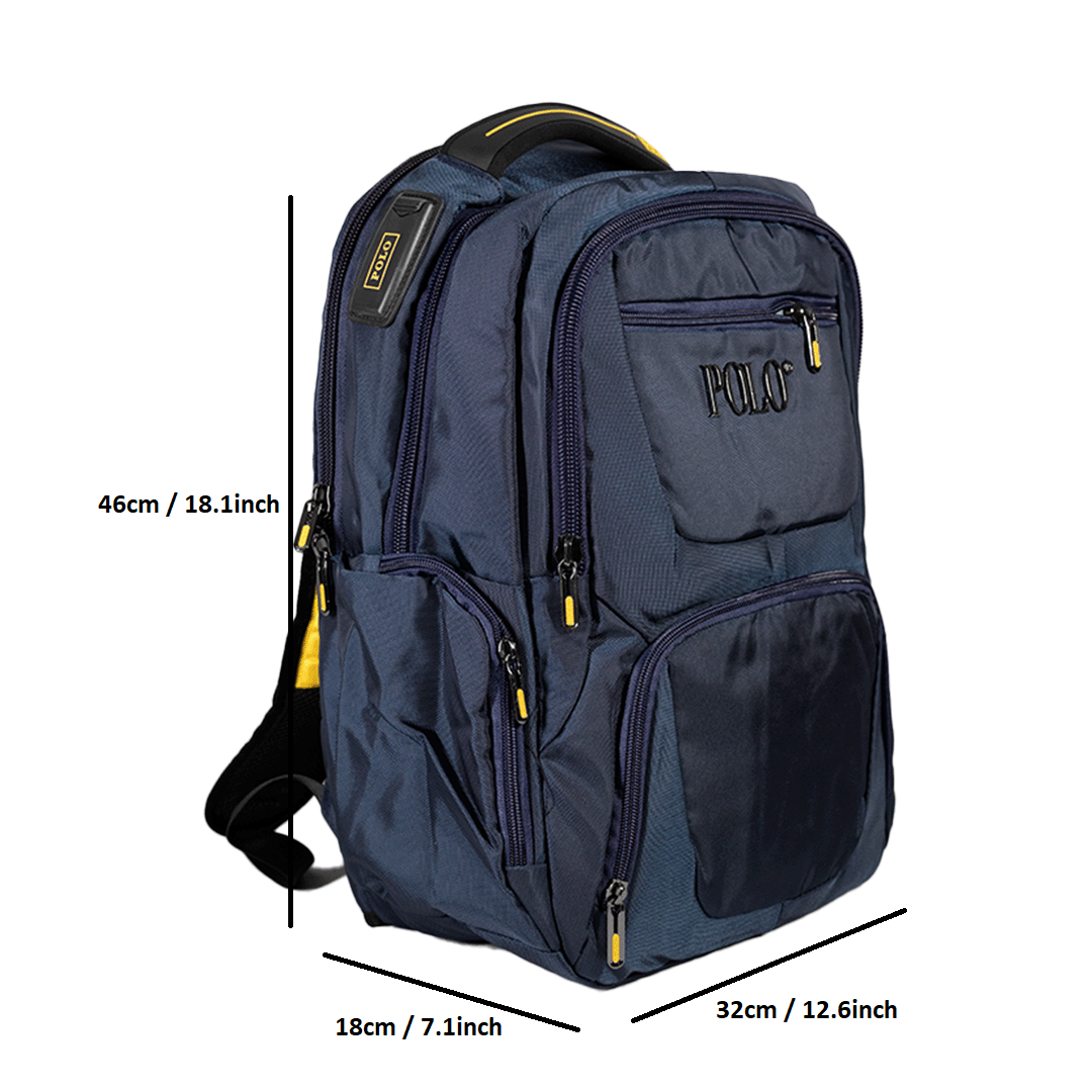POLO® Premium Multi-Compartment Laptop Travel-Ready Backpack HD146-1