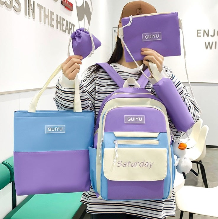 5Pcs Set Backpack for Girls 4146 GALAXY BAGS