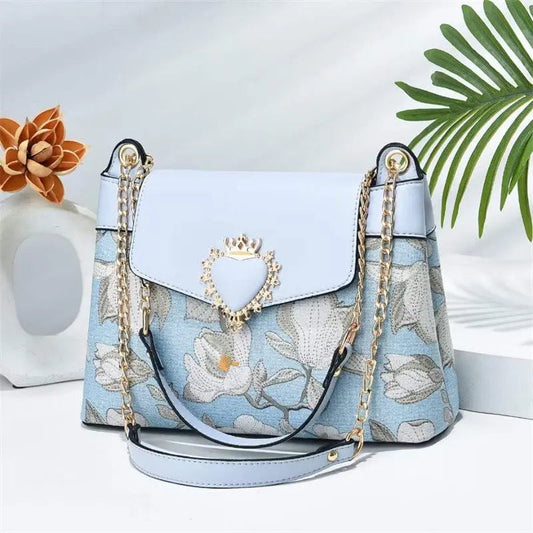 Blue Heart Decor Flap Over Mini Crossbody Bag 8816-3 GALAXY BAGS