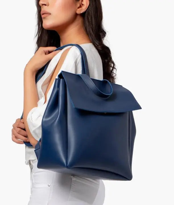Blue Women Leather Backpacks 557 GALAXY BAGS