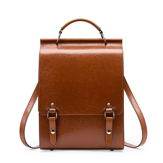 Musterd Leather Backpacks For women-Chic Zipper Closure Backpack 557-1 GALAXY BAGS