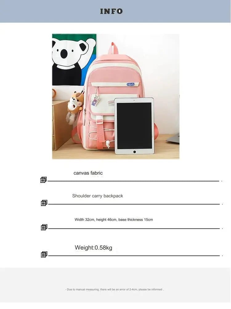 4 pcs Set Girls Backpack Large Capacity School College Travel Bag W16 GALAXY BAGS